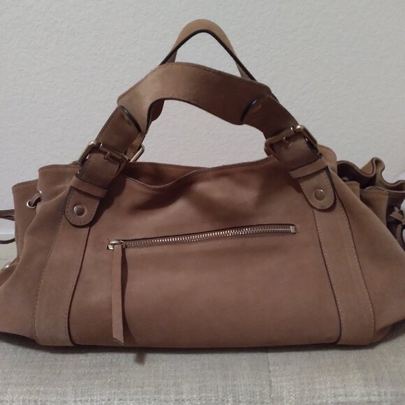 Gerard Darel 24H Suede Handbag- Wheat - Picture 1 of 8